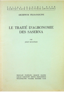 Le Traite d Agronomie des Saserna