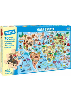 Puzzle 70 elementów. Mapa świata