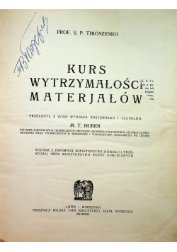 Kurs wytrzymałości materjałów 1921 r