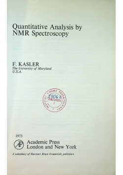 Quantitative Analysis by NMR Spectroscopy