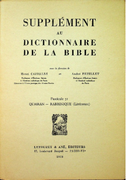 Supplement au Dictionnaire De La Bible Fascicule 51