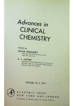 Advances in Clinical Chemistry Volume 16