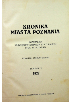 Kronika miasta Poznania rocznik V 1927 r.