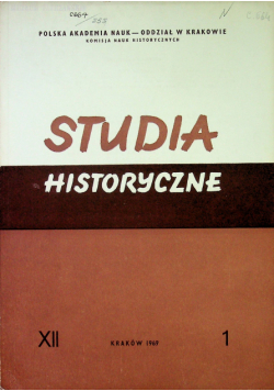 Studia historyczne Rok XII Zeszyt 1