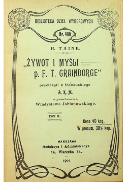 Żywot i myśli p. F. T. Graindorge tom II 1905 r
