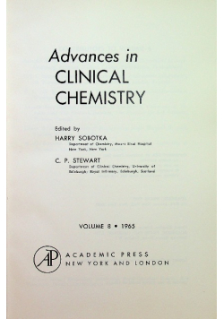 Advances in Clinical Chemistry Volume 8