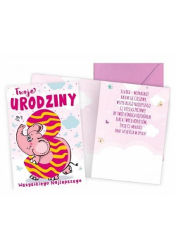 Karnet B6 Urodziny 3 słonik