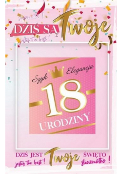 Karnet Urodziny 18 damskie + naklejka 2K - 001