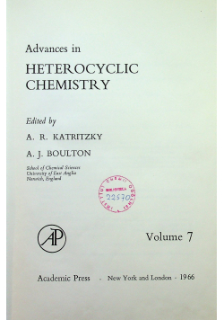 Advances in organic chemistry volume 7