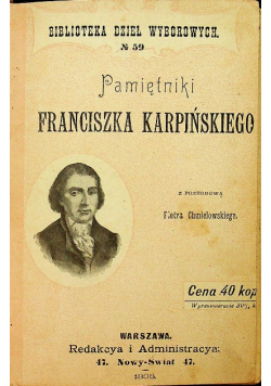 Pamiętniki Franciszka Karpińskiego 1898 r