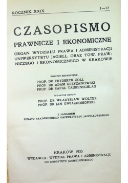 Czasopismo prawnicze i ekonomiczne rocznik XXIX 1935 r