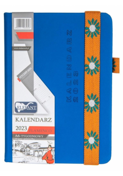 Kalendarz 2023 A6 tyg. Flamenco niebieski ELEFANT