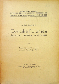 Concilia Poloniae źródła i studia krytyczne IV 1948 r