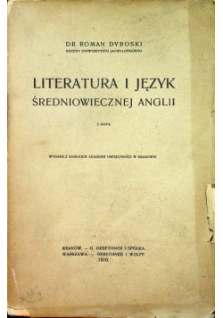 Literatura i język średniowiecznej Anglii 1910r.