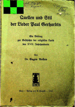 Quellen und Stil der Lieder Baul Gerhards 1912 r.