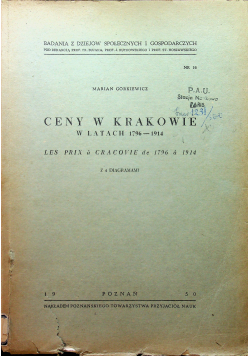Ceny w Krakowie w latach 1796 1914 1950 r.