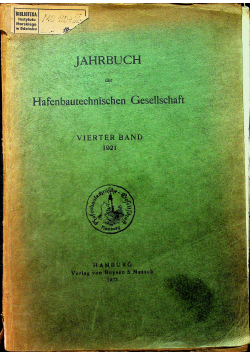 Jahrbuch der Hafenbautechnischen Gesellschaft Vierter Band 1922r