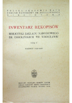 Inwentarz rękopisów tom V