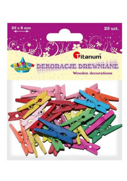 Klamerki drewniane 8 kolorów 3x25mm 25szt