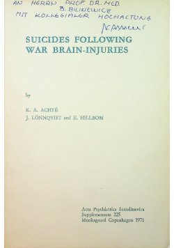 Suicides following war brain injuries