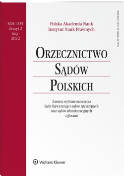Orzecznictwo Sądów Polskich 2/2022