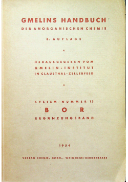 Gmelins Handbuch der anorganischen Chemie Bor system nummer 13