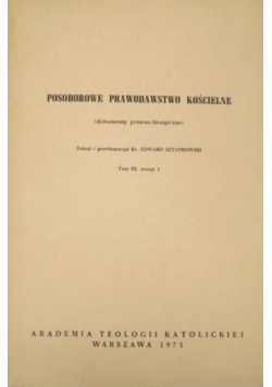 Posoborowe prawodawstwo kościelne, tom II, zeszyt 1