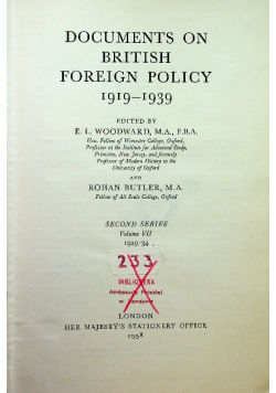 Documents on British Foreign Policy 1919 - 1939 Second Series Volume VII