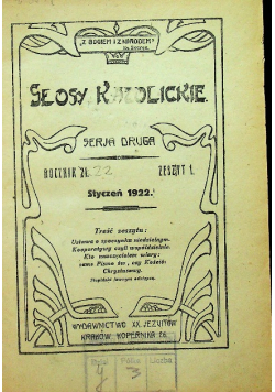 Głosy Katolickie Serja druga nr 1 do 12  1922 r.