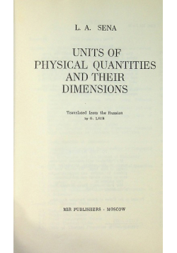 Units of physical quantities and their dimensions