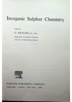 Inorganic Sulphur Chemistry