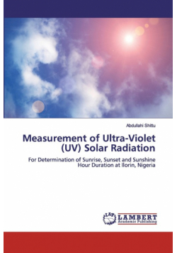 Measurement of Ultra-Violet (UV) Solar Radiation