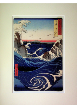Reprodukcja obrazu „Wiry w Naruto w prowincji Awa” autorstwa Utagawa Hiroshige z 1855 roku Nowe
