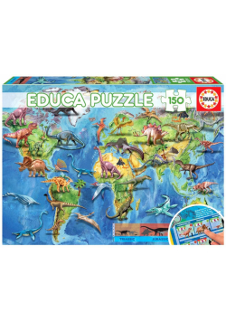 Puzzle 150 Mapa świata dla dzieci (Dinozaury) G3