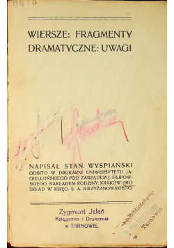 Wyspiański Pisma pośmiertne II 1910 r.