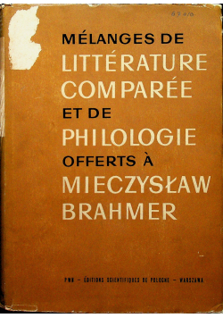 Melanges de litterature comparee et de philologie