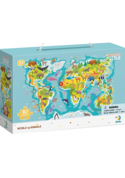 Puzzle obserwacyjne 80 Mapa świata zwierząt NOWA