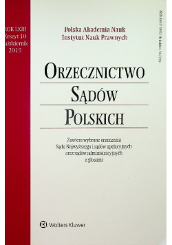 Orzecznictwo Sądów Polskich nr 10