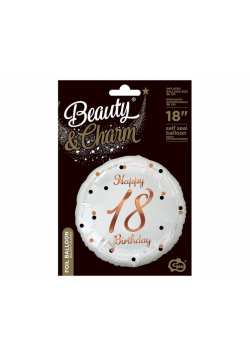 Balon foliowy Happy 18 Birthday biały 45cm