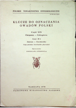 Klucze do oznaczania owadów Polski Część XIX Chrząszcze Coleoptera Zeszyt 28 b