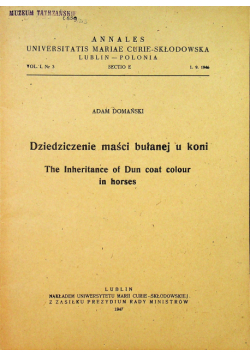 Dziedziczenie maści bułanej  u koni