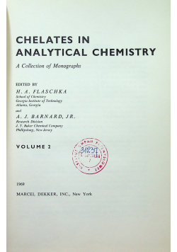 Chelates in analytical chemistry volume 2