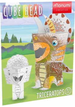 Cube head. Dino. Triceratops. Złóż i pokoloruj