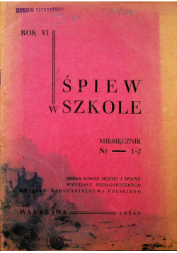 Śpiew w Szkole Numer 1 do 2 1939 r.