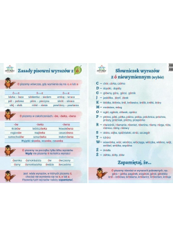 Plansza ortograficzna "Zasady pisowni wyrazów z Ó"