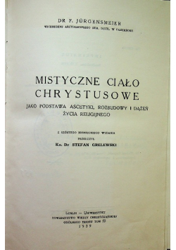 Mistyczne ciało chrystusowe 1939r