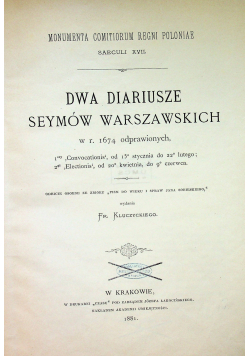 Dwa Diariusze seymów 1881r