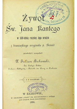 Żywot Św Jana Kantego 1890 r
