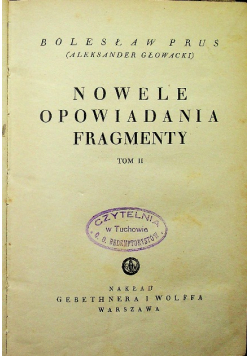 Prus Nowele opowiadania fragmenty tom II 1936 r.