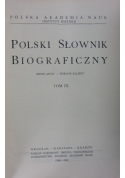 Polski Słownik Biograficzny Tom IX Reprint